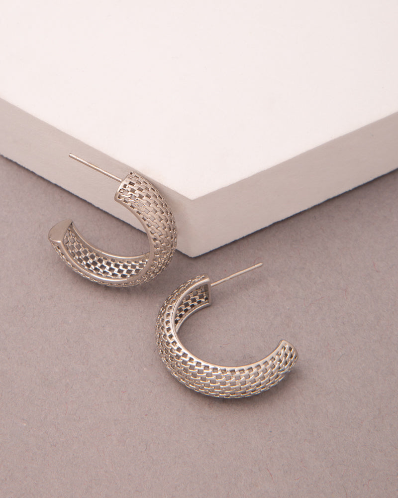 Julia Gold Plated Textured Crescent Hoop Earrings