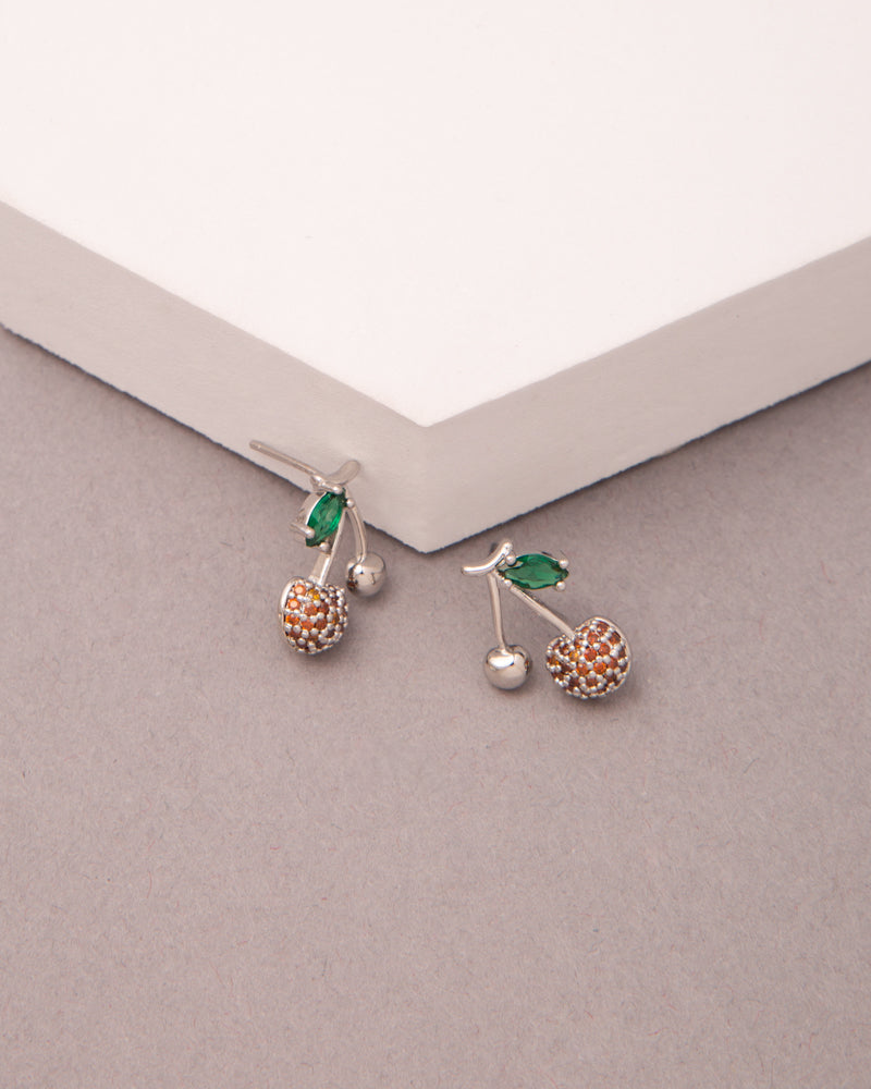 Drew Gold Plated CZ Pave Cherry Post Earrings