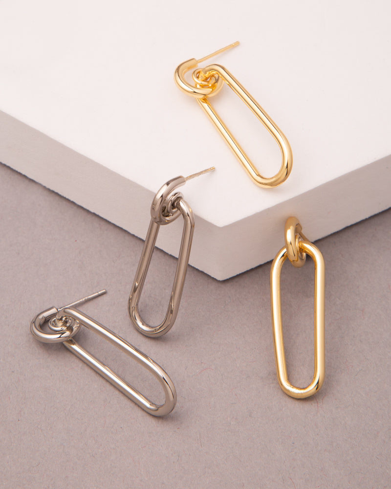 Betty Gold Plated Oval Hoop Huggie Earrings