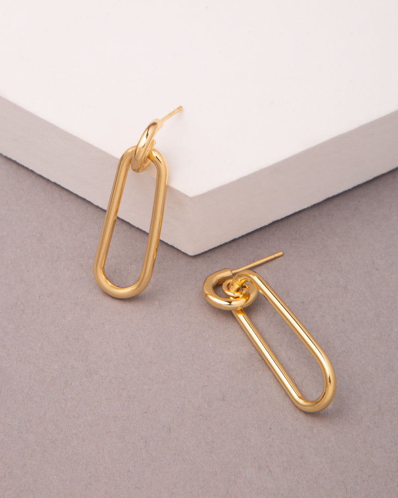 Betty Gold Plated Oval Hoop Huggie Earrings