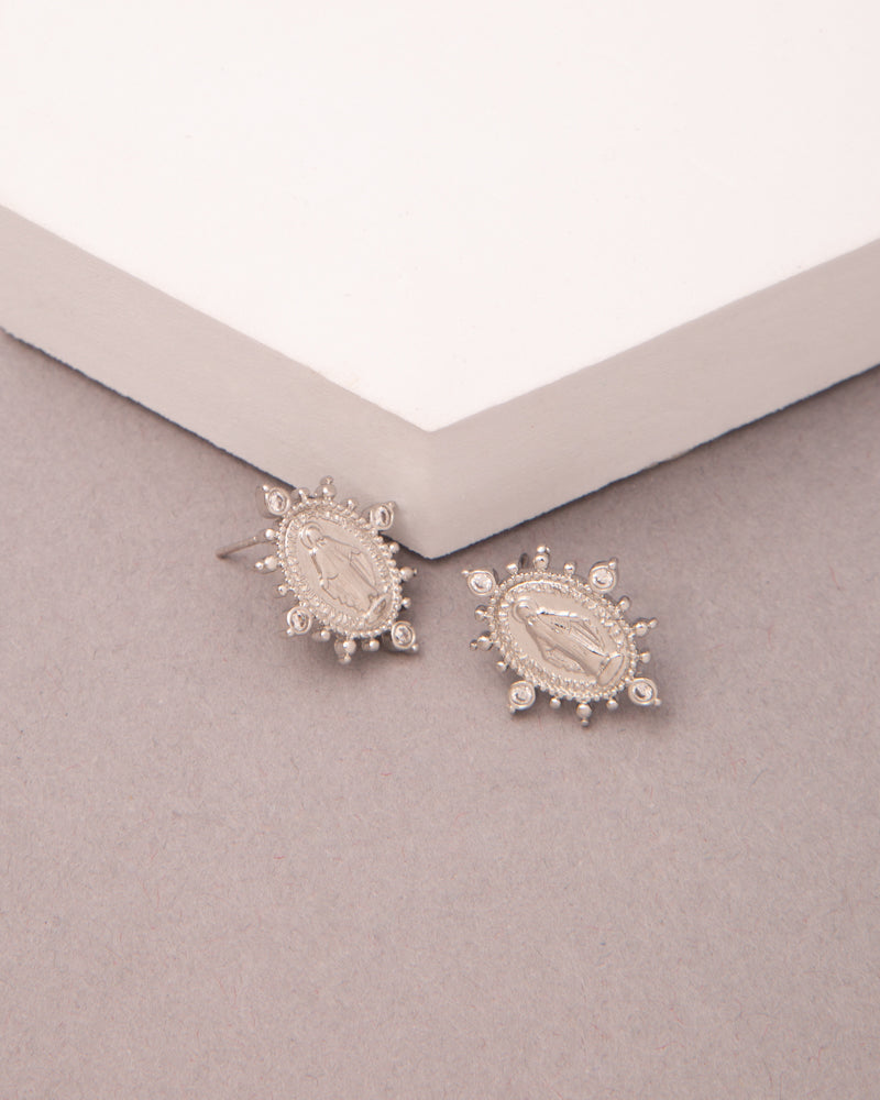 Naomi Gold Plated CZ Virgin Mary Earrings