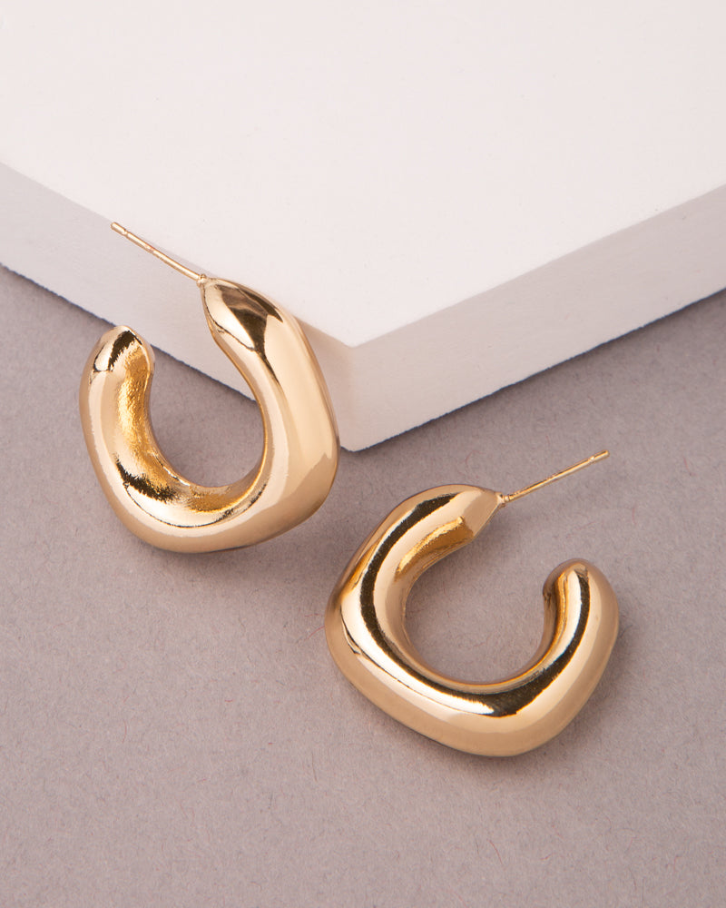 Sabrina Gold Plated Chunky Hoop Post Earrings | Gold