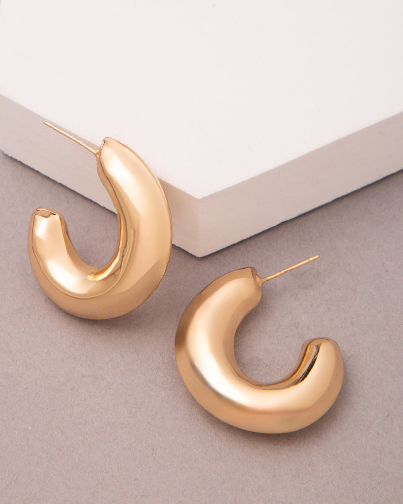 Lilith Gold Plated Chunky Hoop Post Earrings