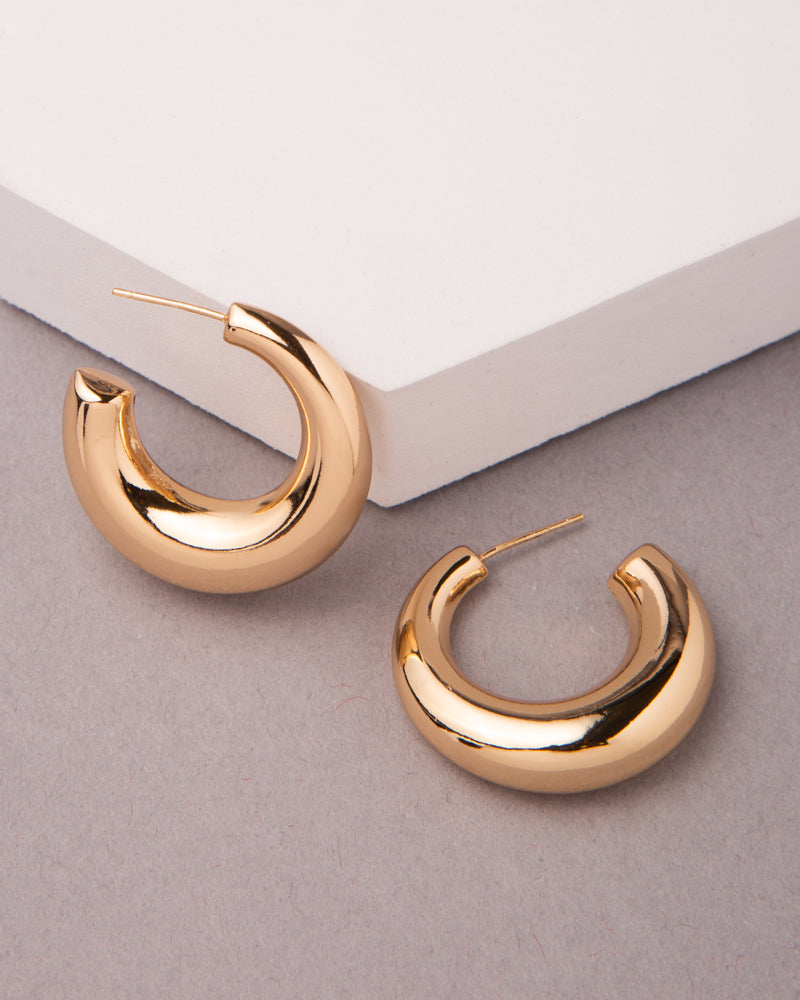 Natalie Gold Plated Chunky Tube Hoop Earrings