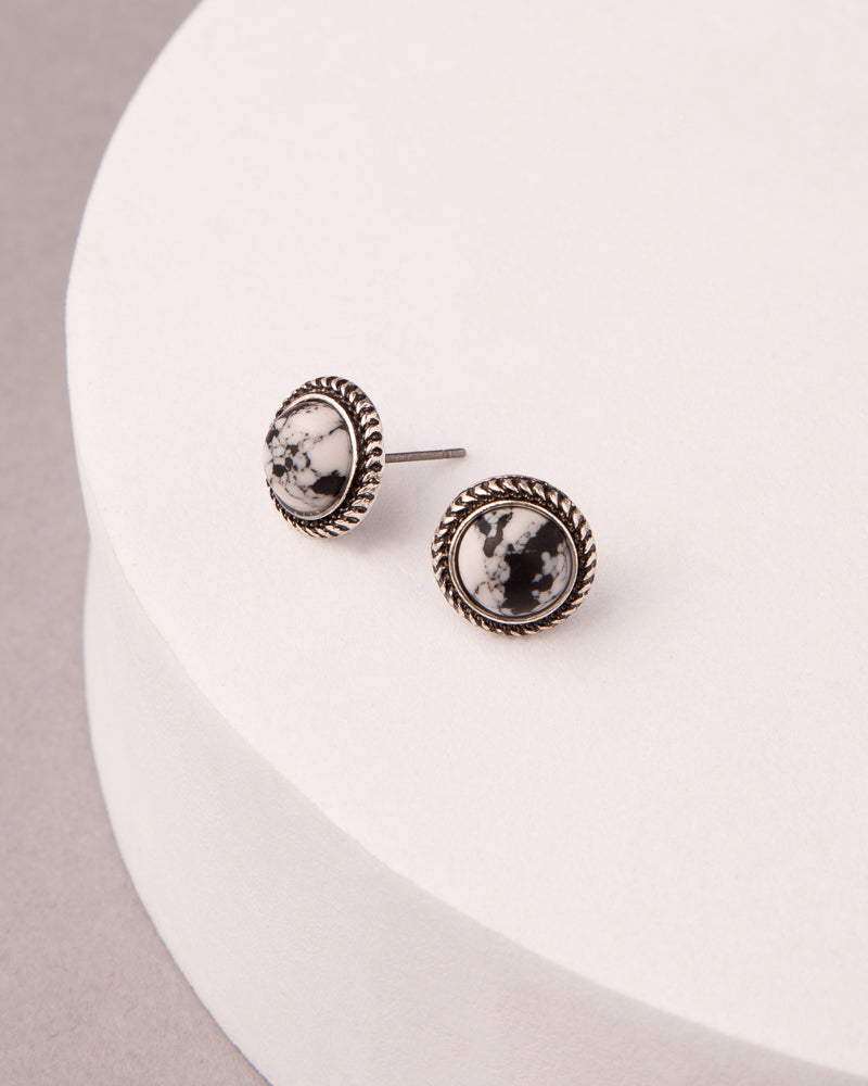 Victoria Western Turquoise Button Post Earrings