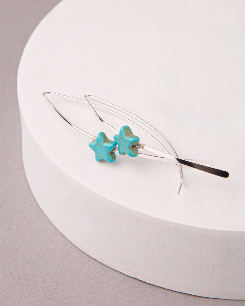Maya Western Angle Loop Turquoise Earrings | Star
