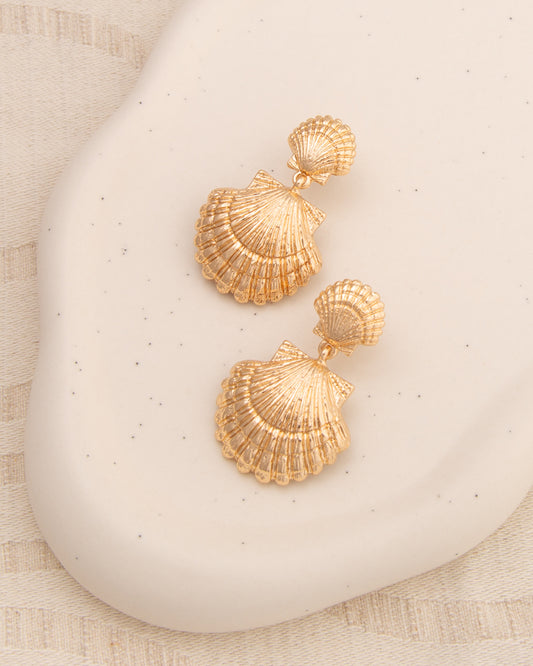 Nina Seashell Post Dangle Earrings | Gold