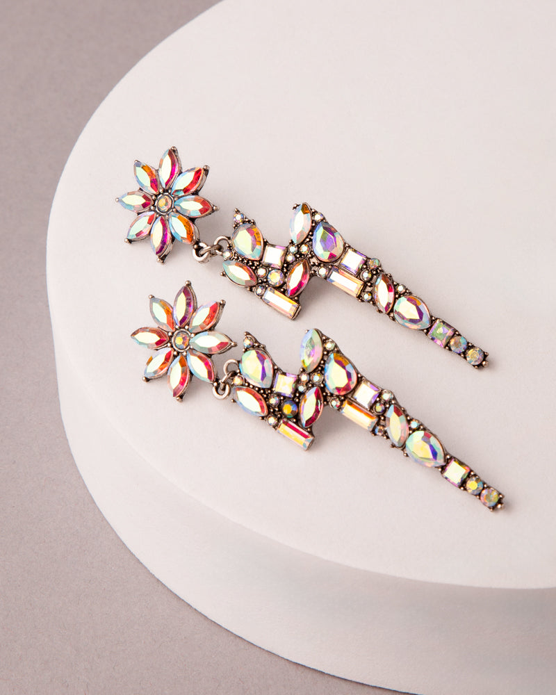 Madison Western Floral Crustal Pave Thunder Earrings