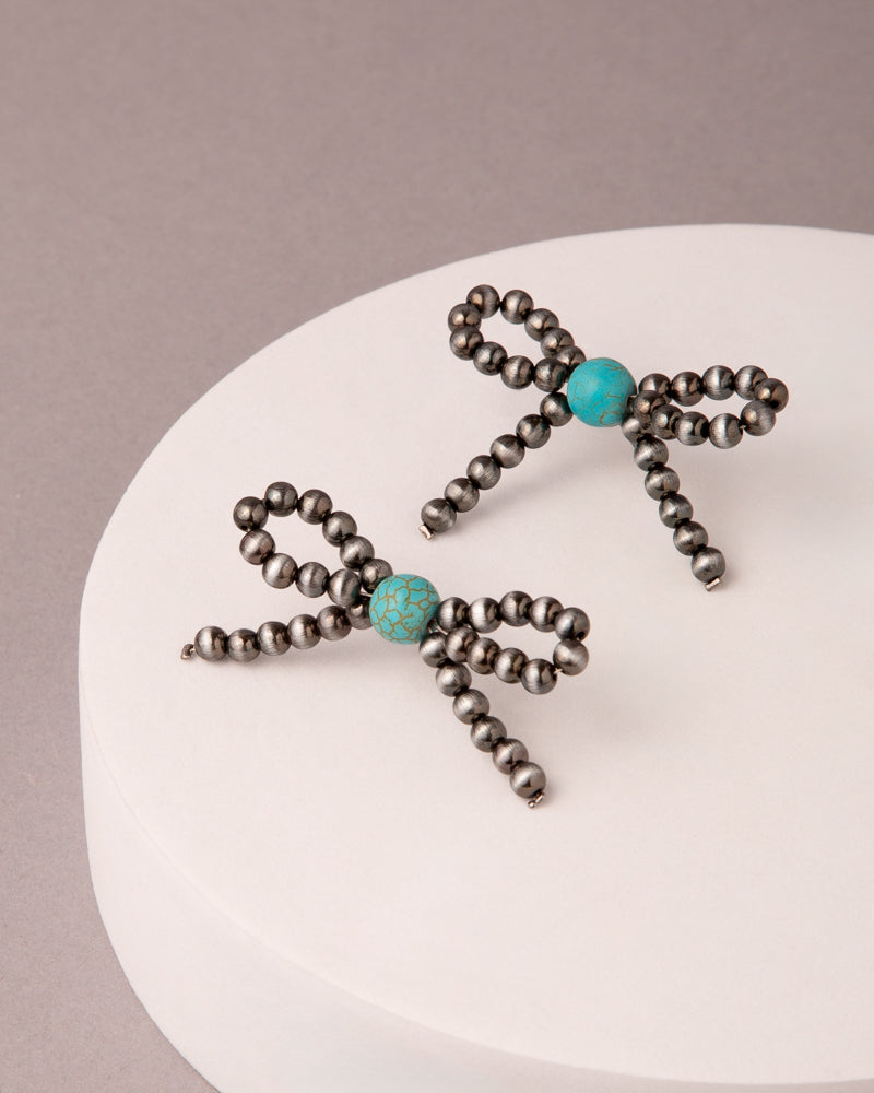 Alice Western Marbled Pearl Beaded Bow Knot Earrings