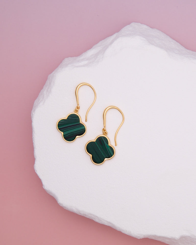 Shelby Gold Plated Quatrefoil Dangle Earrings