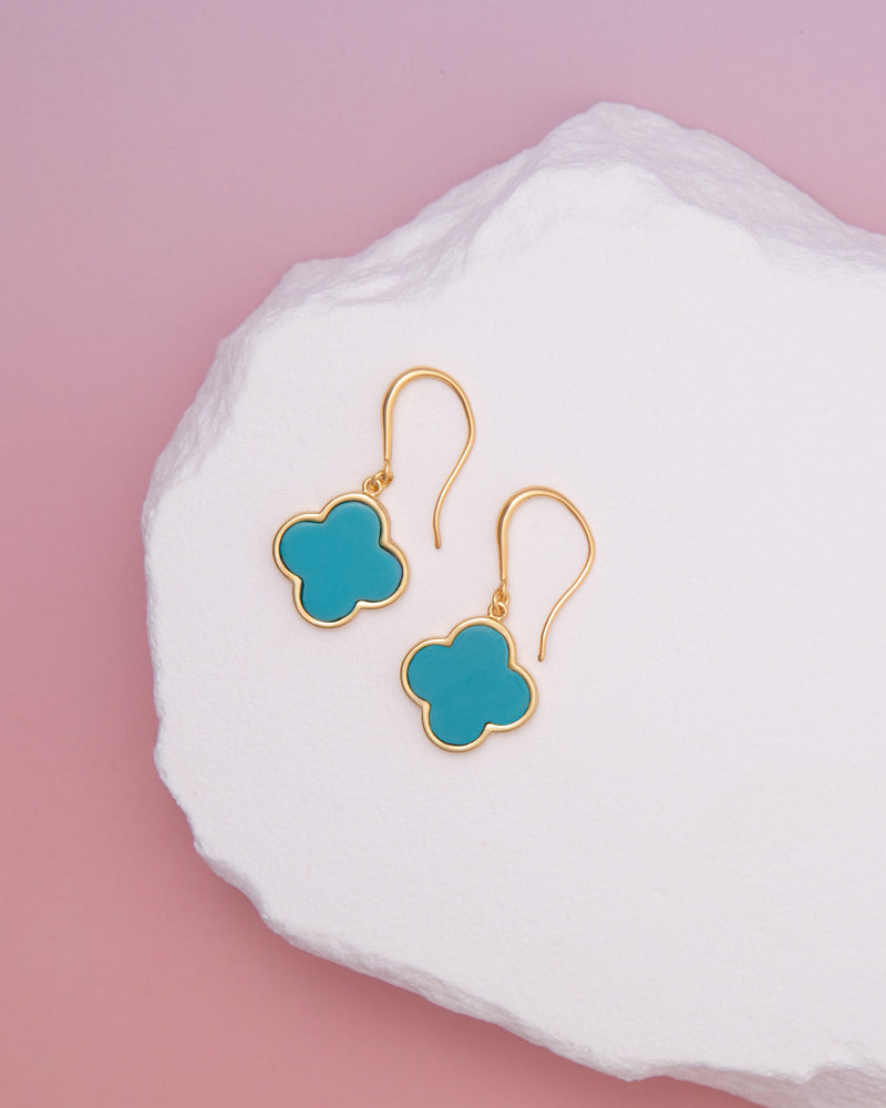 Shelby Gold Plated Quatrefoil Dangle Earrings