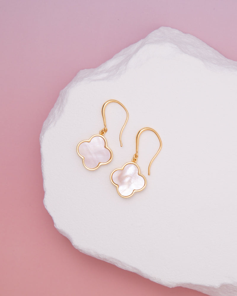 Shelby Gold Plated Quatrefoil Dangle Earrings
