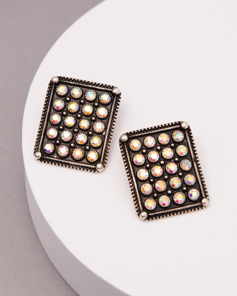 Anna Western Jeweled Rectangle Post Earrings