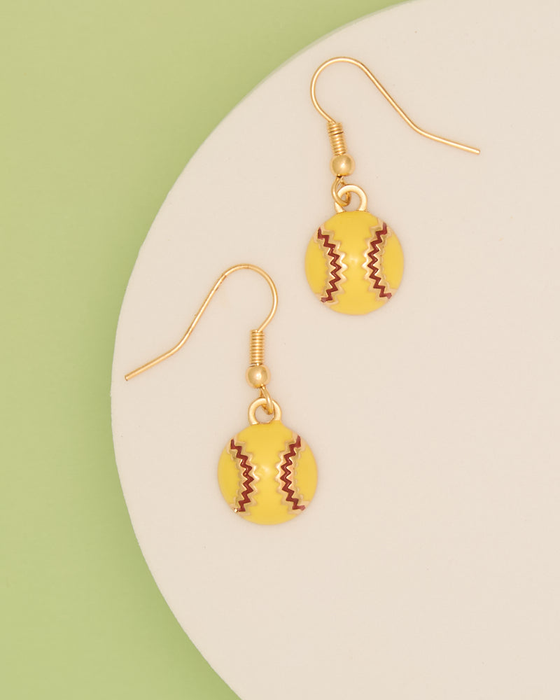 Emmy Gameday Epoxy Softball and Baseball Dangle Earrings