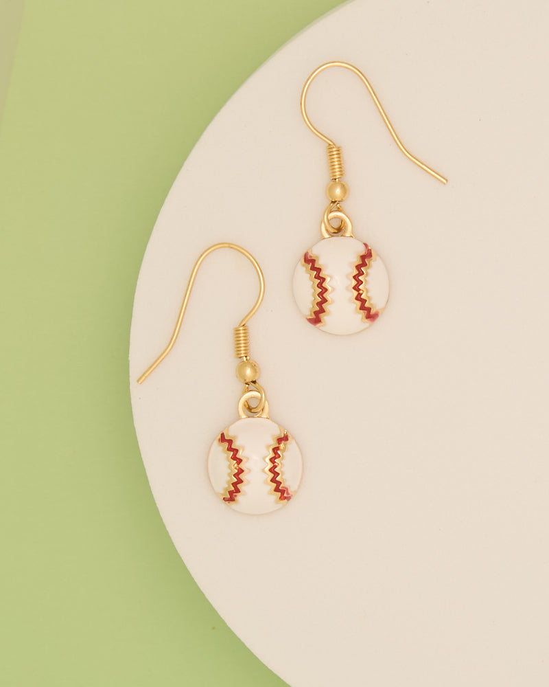 Emmy Gameday Epoxy Softball and Baseball Dangle Earrings