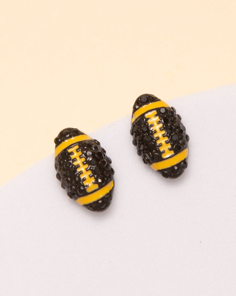 Phoebe Gameday Two-Tone Rhinestone Pave Football Stud Earrings