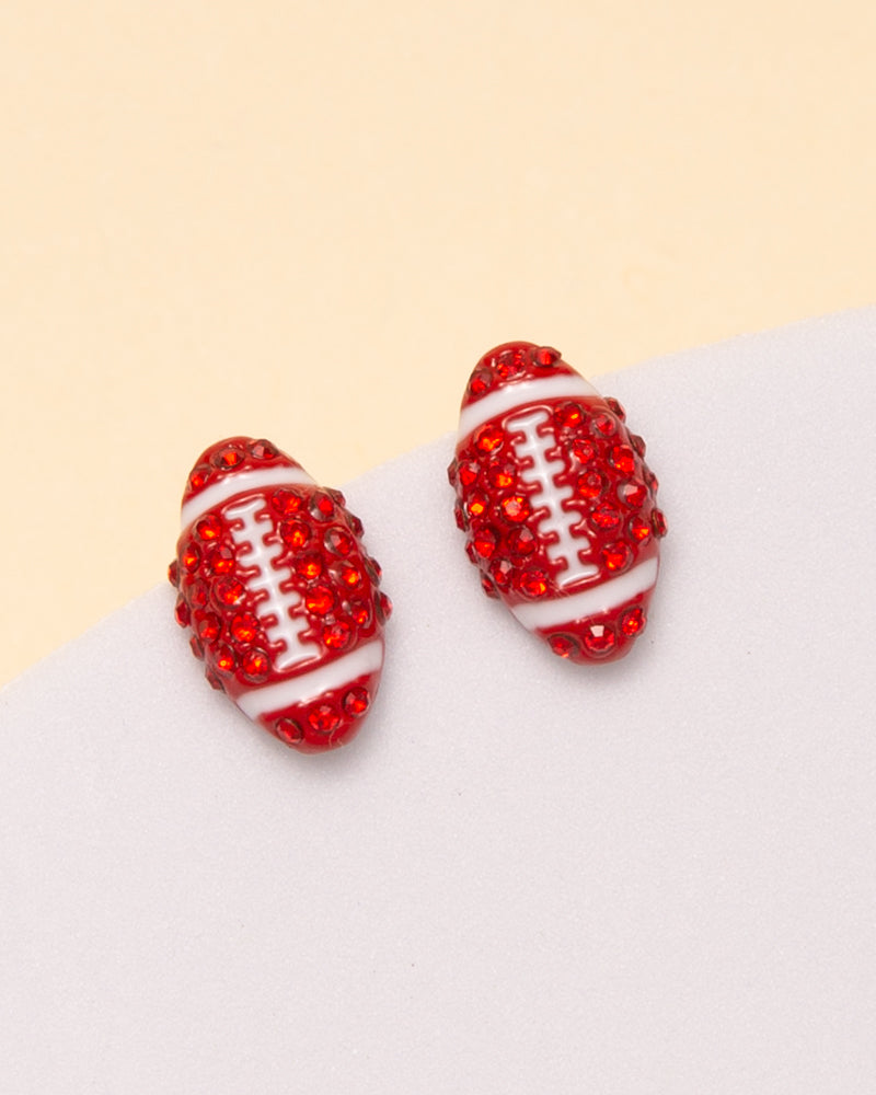 Phoebe Gameday Two-Tone Rhinestone Pave Football Stud Earrings