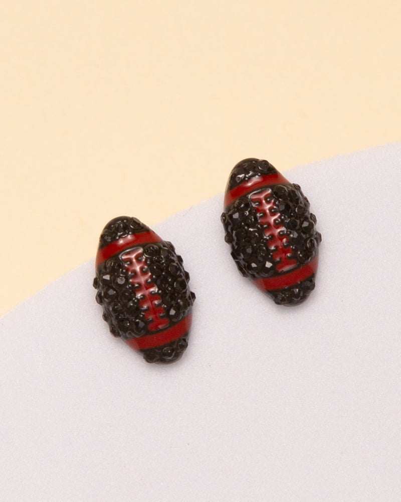Phoebe Gameday Two-Tone Rhinestone Pave Football Stud Earrings