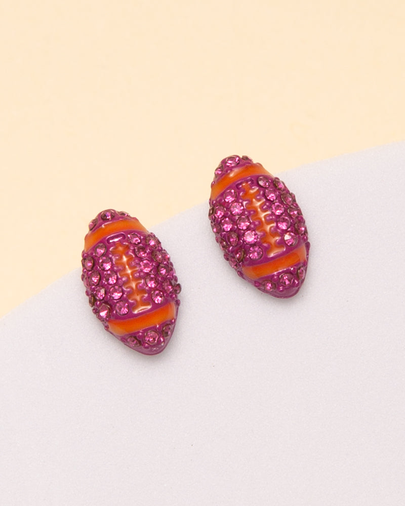 Phoebe Gameday Two-Tone Rhinestone Pave Football Stud Earrings