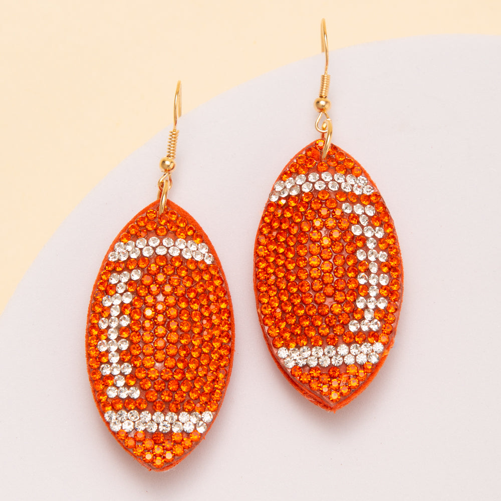 Adriana Two-Tone Rhinestone Pave Football Dangle Earrings