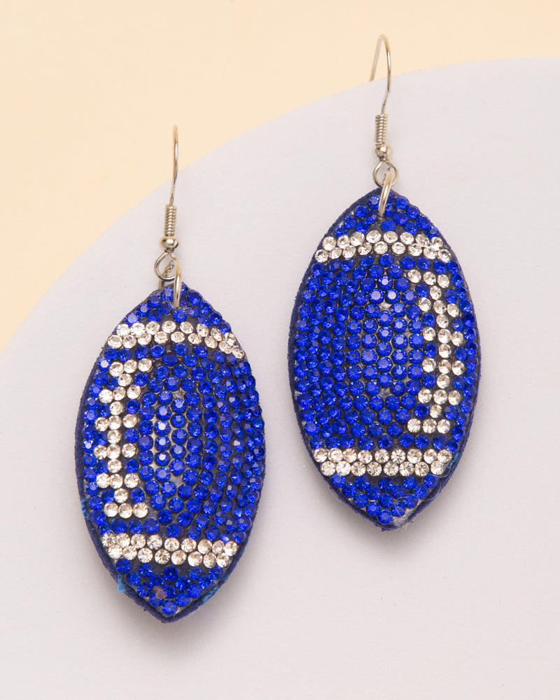 Mila Two-Tone Rhinestone Pave Football Dangle Earrings