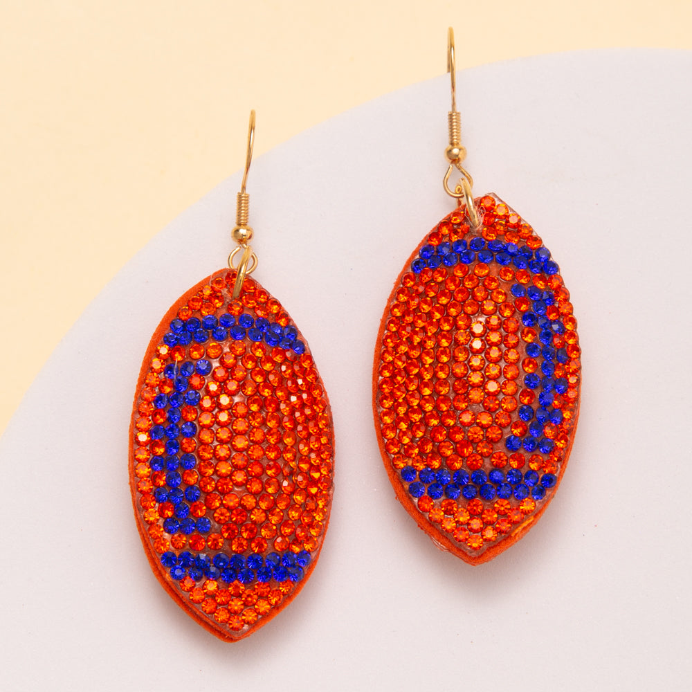 Adriana Two-Tone Rhinestone Pave Football Dangle Earrings