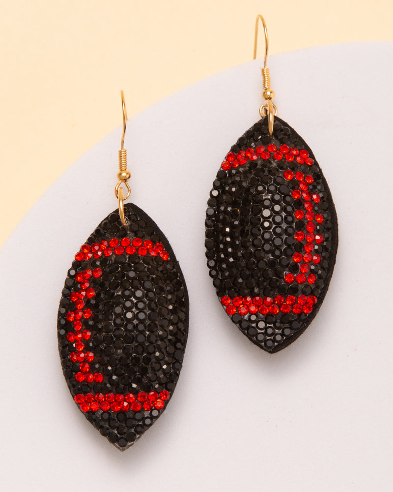 Mila Two-Tone Rhinestone Pave Football Dangle Earrings