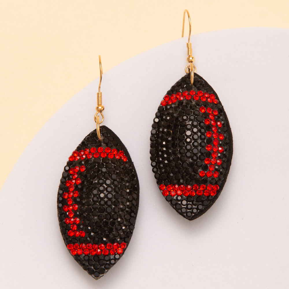 Adriana Two-Tone Rhinestone Pave Football Dangle Earrings