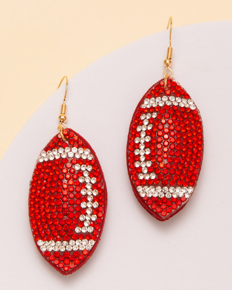 Mila Two-Tone Rhinestone Pave Football Dangle Earrings