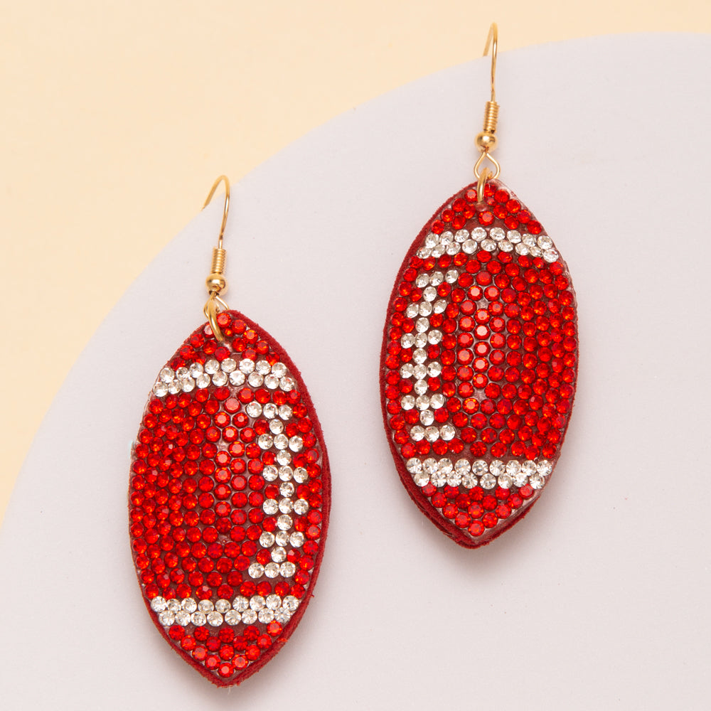Adriana Two-Tone Rhinestone Pave Football Dangle Earrings