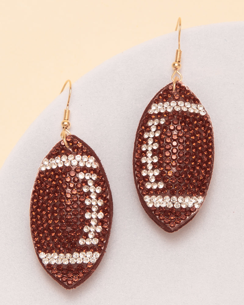 Mila Two-Tone Rhinestone Pave Football Dangle Earrings