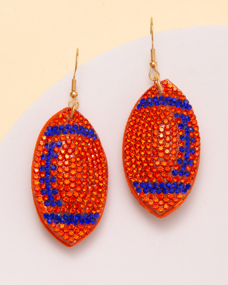 Mila Two-Tone Rhinestone Pave Football Dangle Earrings