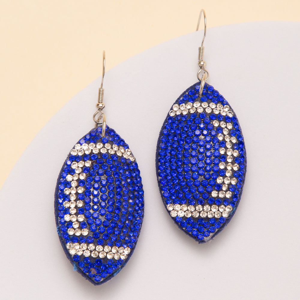 Adriana Two-Tone Rhinestone Pave Football Dangle Earrings
