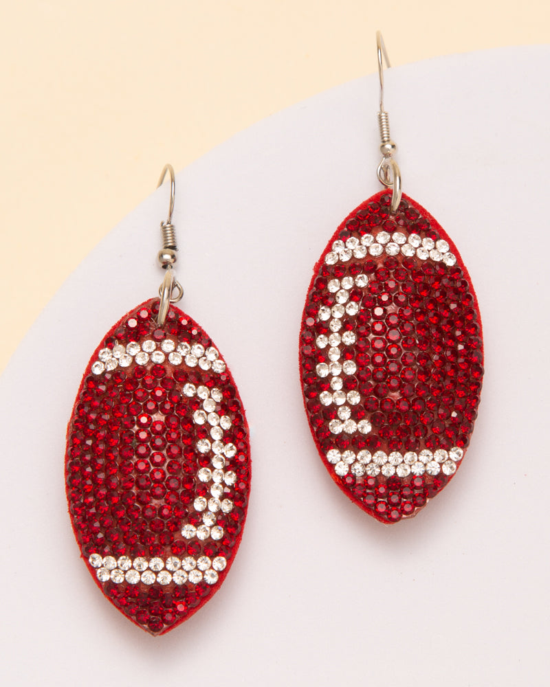 Mila Two-Tone Rhinestone Pave Football Dangle Earrings