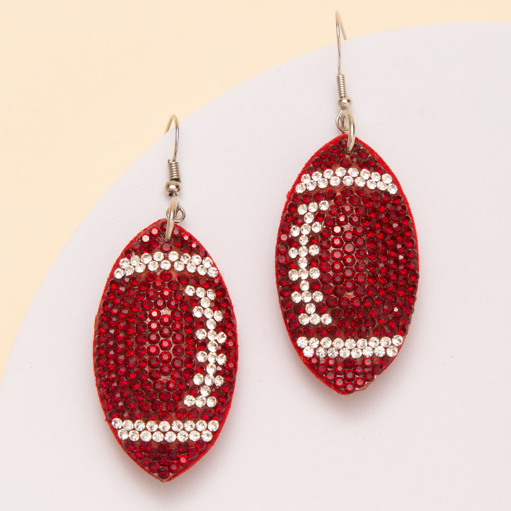 Adriana Two-Tone Rhinestone Pave Football Dangle Earrings