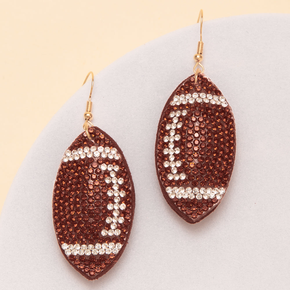 Adriana Two-Tone Rhinestone Pave Football Dangle Earrings