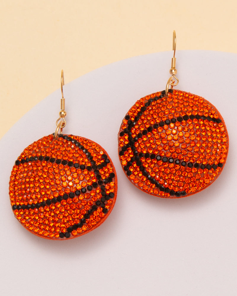 Kinsley Gameday Rhinestone Pave Basketball / Softball Earrings