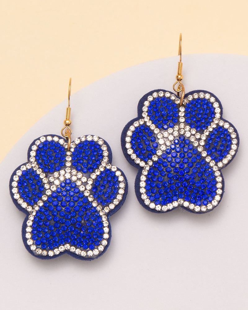 Athena Gameday Rhinestone Pave Paw Print Dangle Earrings