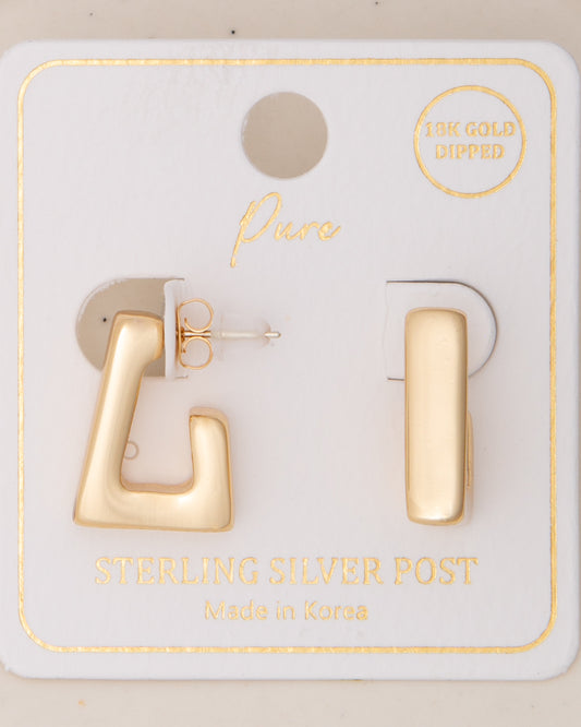 Allyson Polished Open Square Hoop Post Earrings | Gold