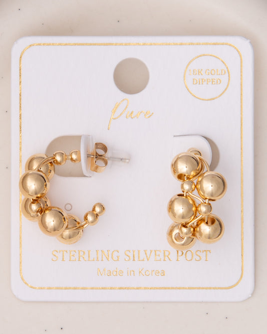 Ashlyn Beaded Ball Hoop Earrings | Gold