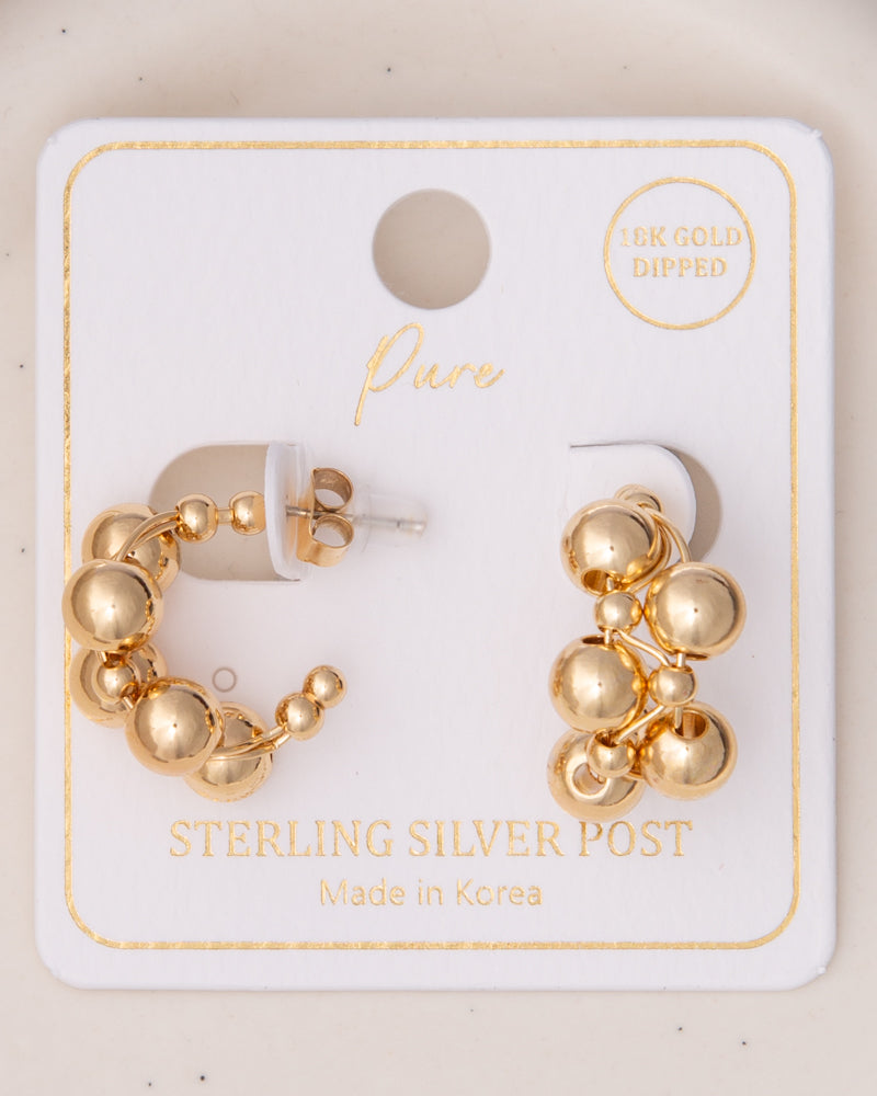 Ashlyn Beaded Ball Hoop Earrings | Gold