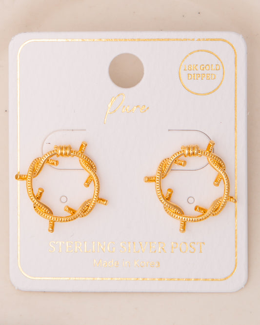 Zora Twisted Wire Open Circle Post Earrings | Gold