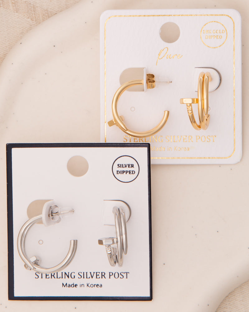 Zoya Polished Lugged Open Hoop Post Earrings