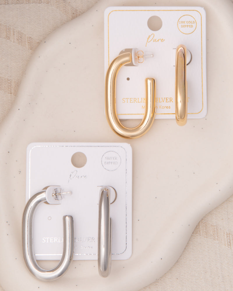 Naya Oval Hoop Push-Back Earrings