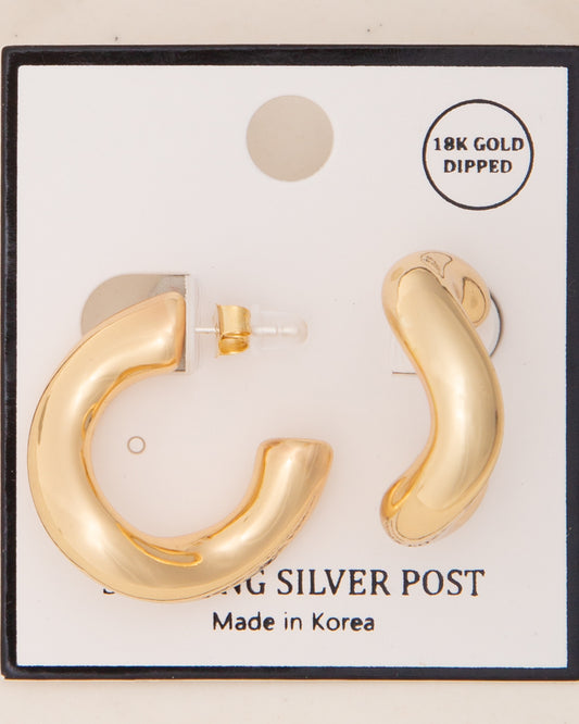 Aspyn Polished Tubed C-Hoop Post Earrings | Gold