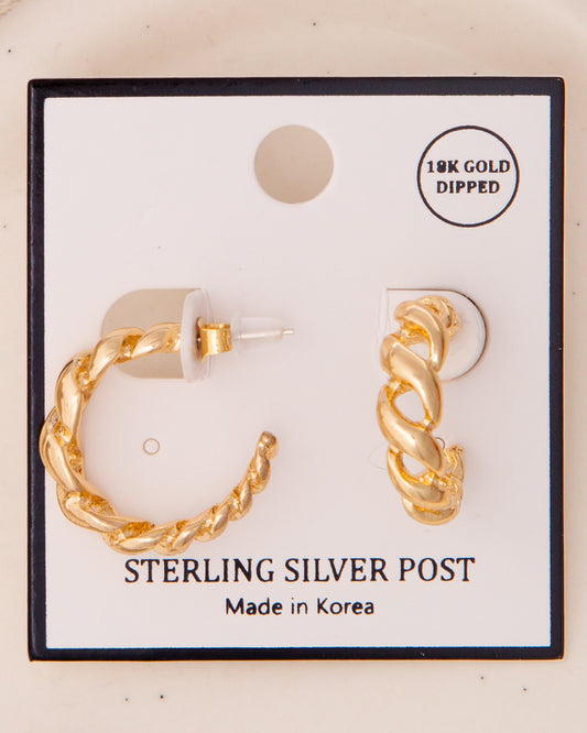 Lilia Polished Twisted C-Hoop Post Earrings | Gold