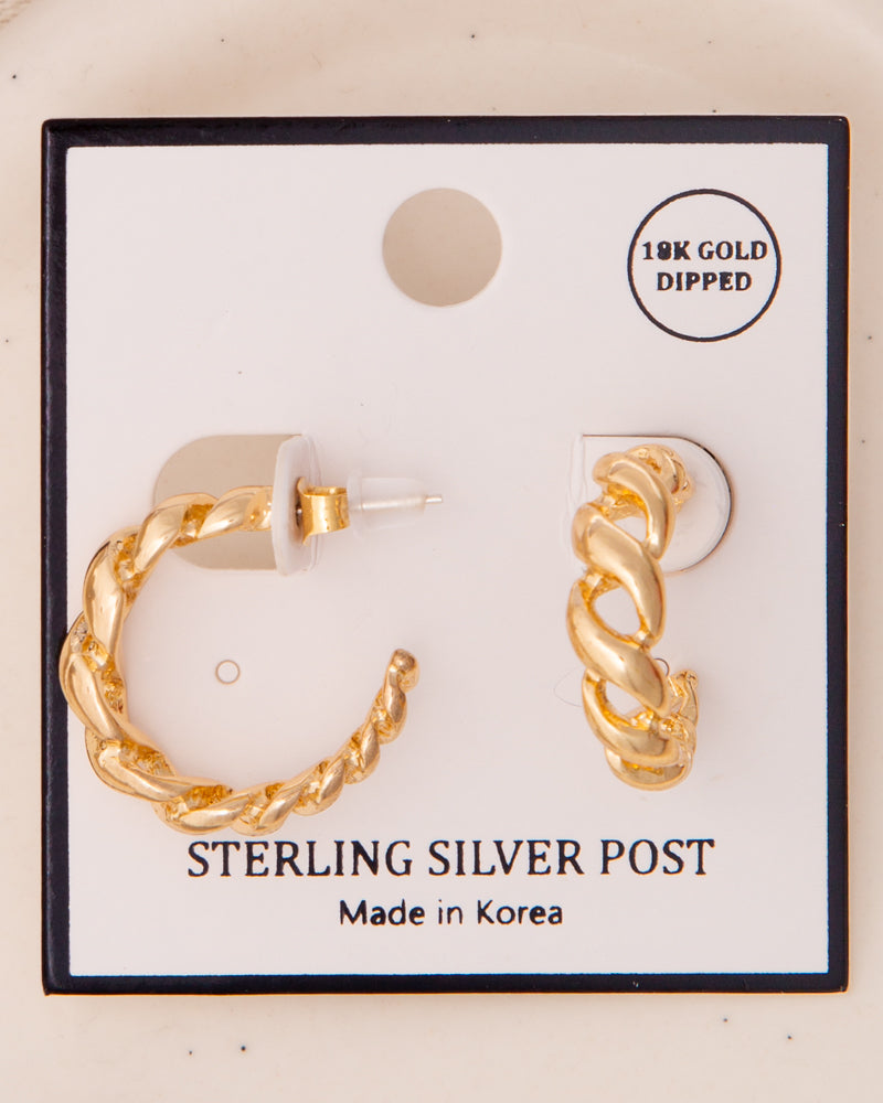 Lilia Polished Twisted C-Hoop Post Earrings | Gold