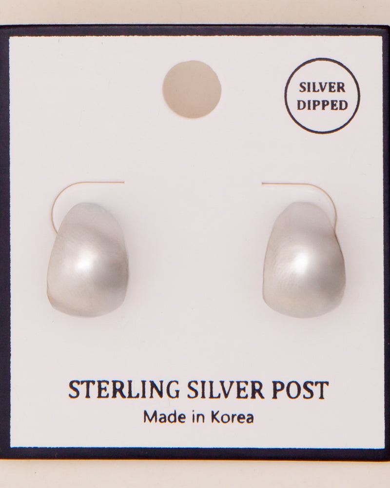Ruthie Polished Crescent Huggie Hoop Earrings | Silver