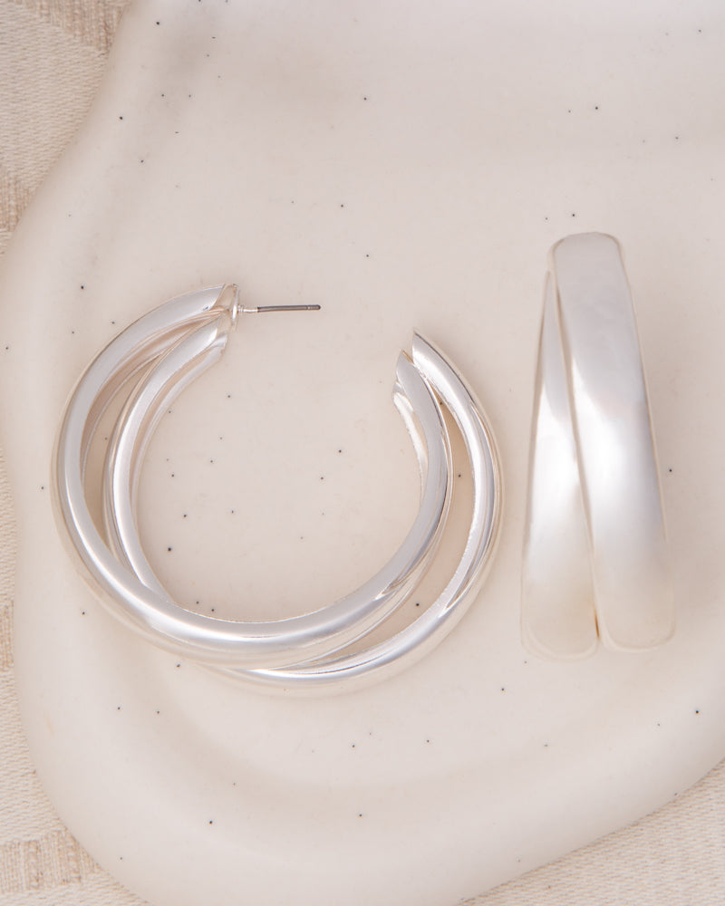 Abby Polished Crossover Post C-Hoop Earrings