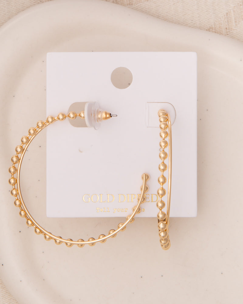 Reya Beaded Ball Push-Back Hoop Earrings